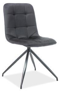 Scaun tapitat cu stofa catifelata neagra texo, 45x42x97