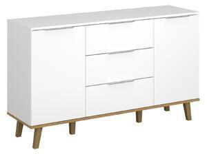 Favi Comoda cu 3 usi si 2 sertare neptun, stejar miere/alb, 138x40x82 cm Ofertă