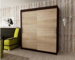 Dulap cu usi glisante mori 180, 180x200x62, negru/sonoma