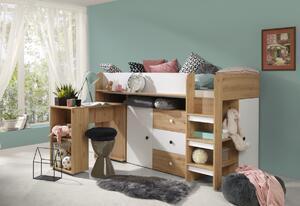 Favi Pat supraetajat smart 1, 203,3x125x106,6, stejar artisan/alb/negru Ofertă