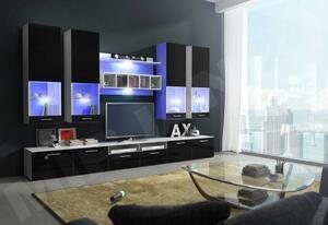 Favi Mobilă sufragerie kansas ii, corp: alb/ușile superioare și inferioare: negru luciu Ofertă