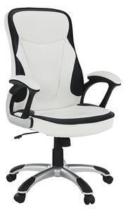 Favi Fotoliu de birou, piele eco albă/neagră, afra Ofertă