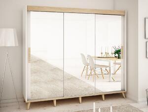 Favi Dulap glisant harald t3 250, 250,5x208x62, alb / sonoma / fag Ofertă