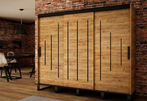 Favi Dulap cu usi glisante lift y 250, 250x212x62, stejar kraft auriu/negru Ofertă