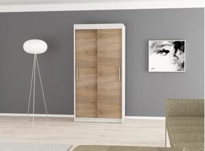 Favi Dulap cu usi glisante mori 100, 100x200x62, alb/sonoma Ofertă