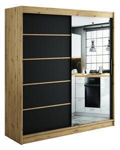 Favi Dulap glisant letos v2, 200x200x62 artisan/negru Ofertă