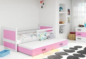 Favi Pat pentru copii fiona 2 p2 + saltea + somieră gratis, 80x190 cm, alb, roz Ofertă