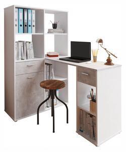 Favi Masă pc cu etajeră, alb/beton, mineson Ofertă