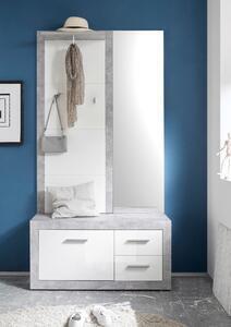 Favi Cuier cu oglinda stone mini, alb/beton, 100x38x194 cm Ofertă