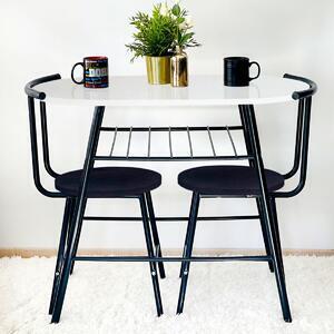 Favi Set masa cu 2 scaune, cafea homs, cadru metal,bej marmurat/negru Ofertă