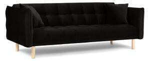 Favi Canapea extensibila 3 locuri mulli cu tapiterie din catifea, negru Ofertă