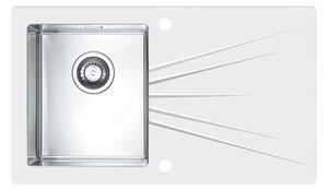 Favi Chiuveta bucatarie inox satinat cu sticla securizata alba, alveus karat 10 alb, mat, stanga Ofertă