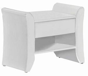 Favi Noptieră, piele ecologică albă, bolton Ofertă