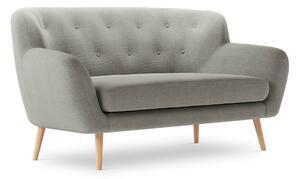 Favi Canapea 2 locuri mica cu tesatura structurala, picioare din lemn natural, gri deschis Ofertă