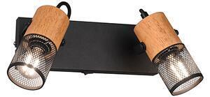 Favi Spot industrial negru cu lemn cu 2 lumini - manon Ofertă