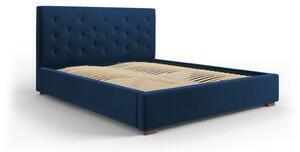 Favi Pat seri albastru royal cu tapiterie din catifea si lada depozitare 140x200 Ofertă