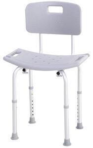 Favi Homcom scaun de dus din aluminiu si plastic, inaltime reglabila 8 niveluri 71-78.5cm picioruse antiderapante Ofertă