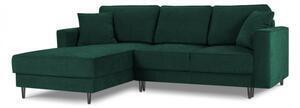 Favi Coltar extensibil dunas cu tapiterie din tesatura structurala, colt pe partea stanga si picioare din metal negru, verde inchi Ofertă