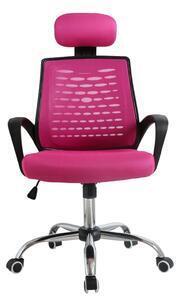 Scaun ergonomic, spătar mesh, tetieră, înălțime reglabilă, sib 1153, roz