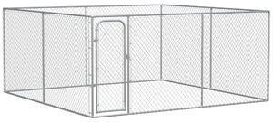 Favi Pawhut tarc pentru caini de exterior cu blocare din otel, 400x400x182cm, argintiu Ofertă