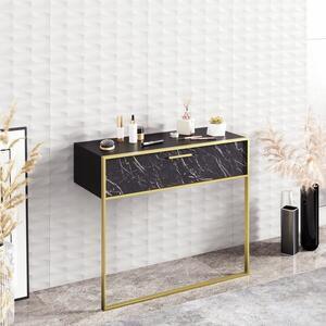 Favi Consola polka, din pal melaminat, negru/gold, 90x38.5x76.8 cm Ofertă