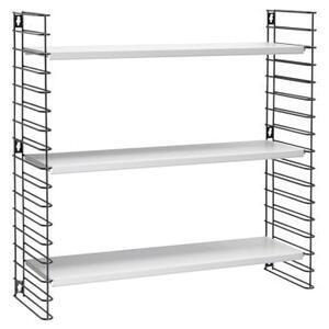 Etajeră cu 3 niveluri și rafturi albe metaltex libro, lățime 70 cm, negru
