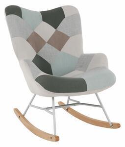 Favi Fotoliu balansoar, patchwork verde-alb/alb/fag, geron Ofertă