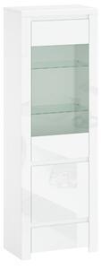 Favi Vitrina living cu 2 usi si 1 sertar lingo, alb lucios, 68x41,5x202 cm Ofertă