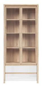 Favi Vitrina living moderna sonoma/alb kaspian, 90x40,5x200,5 cm Ofertă