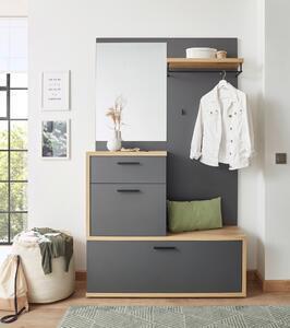 Favi Cuier cu oglinda louis, stejar artizan/gri grafit, 115x38x197 cm Ofertă