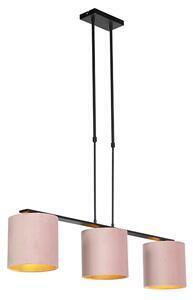 Favi Lampă suspendată cu nuanțe de velur roz cu aur 20cm - combi 3 deluxe Ofertă