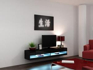 Favi Comoda tv cu vitrina vigo new, negru, 180x42x30 cm Ofertă