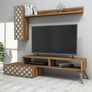 Set living planet, din pal melaminat, nuc/crem, 150x37.2x38 cm