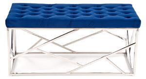 Favi Banca tapitata milagro, argintiu/albastru marin, 98x44x47 cm Ofertă