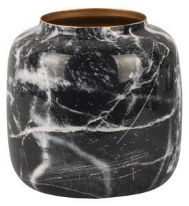 Vază din fier pt living marble, înălțime 19,5 cm, alb-negru