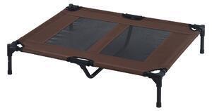 Pawhut sezlong pentru caini din metal si panza oxford transpiranta, 91.5x76.2x18cm maro si negru
