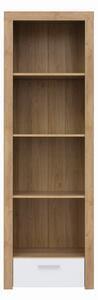 Mobila biblioteca alb lucios-stejar riviera balder, 62x39x192 cm