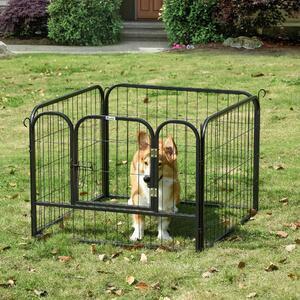 Favi Pawhut tarc modular animale pentru interior si exterior pliabil cu usa si lincuietoare din metal, gri inchis 82x82x60cm Ofertă