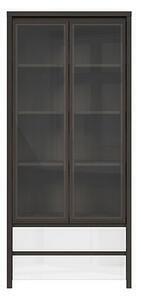 Favi Vitrina living moderna wenge/alb kaspian, 90x40,5x200,5 cm Ofertă