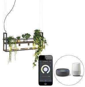 Favi Smart hanglamp zwart met hout en rek 4-lichts incl. wifi a60 - cage rack Ofertă