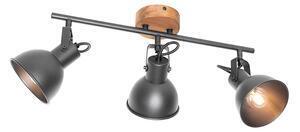 Favi Spot industrial negru cu 3 lumini inclinabil din lemn - tommy Ofertă