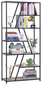 Favi Homcom biblioteca cu 9 rafturi trapezoidale deschise lemn, atirasturnare, cadru din metal, negru, 100x30x182cm Ofertă