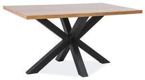 Favi Mese din fier cu lemn cross, negru/stejar, 150x90x75 Ofertă