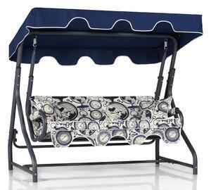 Favi Balansoar 3 persoane ruta, din metal si poliester, imprimeu albastru i Ofertă