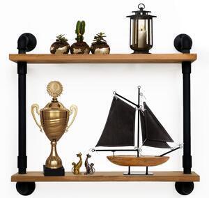 Favi Raft cu 2 polite stil industrial din lemn-metal homs 50x48x12 cm Ofertă