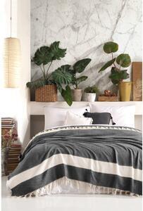 Favi Cuvertură din bumbac viaden şeritli, 200 x 230 cm, negru Ofertă