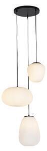 Favi Lampă suspendată de design negru cu 3 lumini cu sticlă opală - hero Ofertă