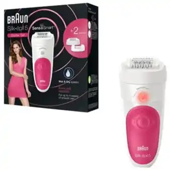 Altex Epilator braun silk-epil 5 sensosmart se5/500, 28 pensete, 2 viteze, 1 accesoriu, acumulator, alb-roz Ofertă