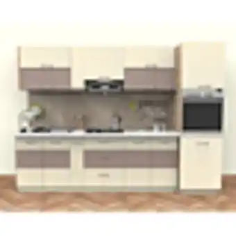 MatHaus Mobila bucatarie b6 marina, mdf furniruit, finisaj lucios, crem-maro, lungime 3 m Ofertă