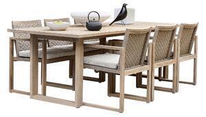 Favi Set masa si scaune gradina apple bee antigua, masa dreptunghiulara si 6 scaune, bej, tec Ofertă